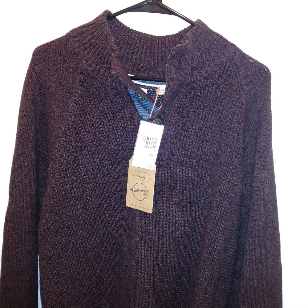 WEATHER PROOF VINTAGE MEN'S SWEATER TRICOLOR WOOD!